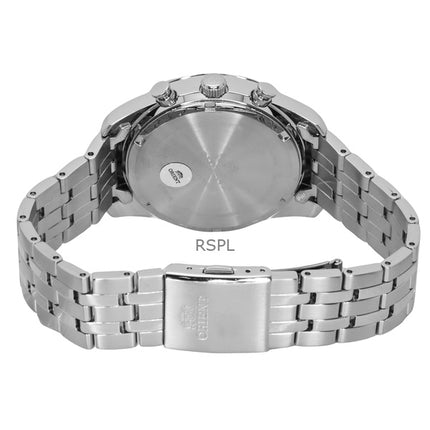 Montre chronographe contemporaine Orient pour homme, acier inoxydable, cadran bleu ciel, quartz, RA-TX0304L