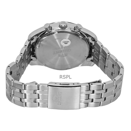 Montre chronographe contemporaine Orient pour homme, acier inoxydable, cadran blanc, quartz, RA-TX0305S
