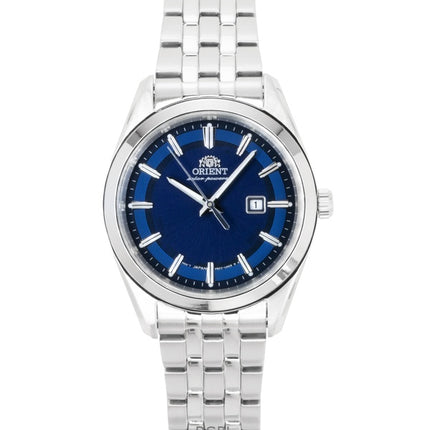Montre femme Orient Stretto en acier inoxydable, cadran bleu, solaire RA-WG0602L