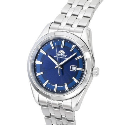 Montre femme Orient Stretto en acier inoxydable, cadran bleu, solaire RA-WG0602L