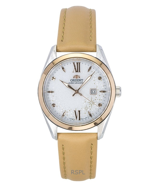 Montre homme Orient Stretto à bracelet en cuir, cadran blanc et énergie solaire RA-WG0604S