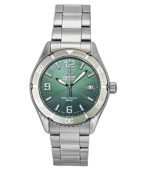 Montre homme Orient Sport RA-WJ0001E 200M, cadran vert, solaire, en acier inoxydable