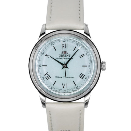 Montre homme Orient Bambino, bracelet en cuir, cadran vert pâle, solaire RA-WK0002E