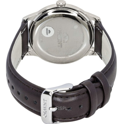 Montre homme Orient Bambino, bracelet cuir, cadran champagne, solaire RA-WK0003G