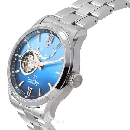 Montre pour homme Orient Star Contemporary Limited Edition, cœur ouvert, cadran bleu, automatique RE-AT0017L00B 100M, avec brace