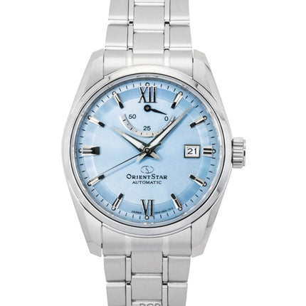 Montre homme Orient Star Contemporary en acier inoxydable, cadran bleu glacier, automatique, 100 m, RE-AU0109L