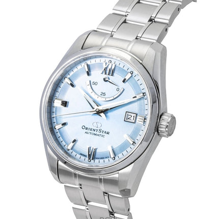 Montre homme Orient Star Contemporary en acier inoxydable, cadran bleu glacier, automatique, 100 m, RE-AU0109L
