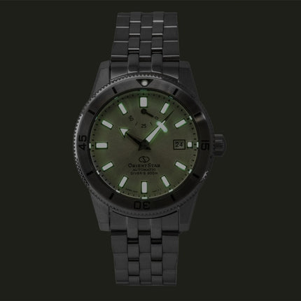 Montre homme Orient Star 1964 1ère édition, cadran argenté, automatique, étanche à 200 m, en acier inoxydable (RE-AU0502S).