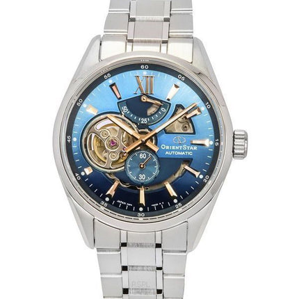 Montre pour hommes Orient Star Contemporary Limited Edition, cœur ouvert, cadran bleu, automatique RE-AV0122L00B, 100M, avec bra