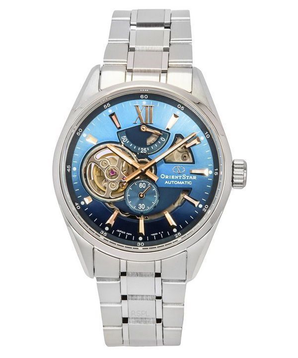 Montre pour hommes Orient Star Contemporary Limited Edition, cœur ouvert, cadran bleu, automatique RE-AV0122L00B, 100M, avec bra