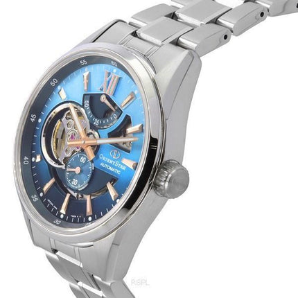 Montre pour hommes Orient Star Contemporary Limited Edition, cœur ouvert, cadran bleu, automatique RE-AV0122L00B, 100M, avec bra