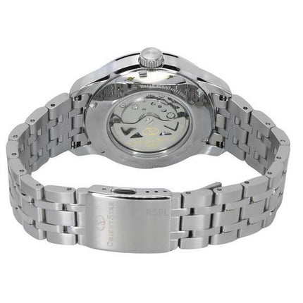 Montre pour homme Orient Star contemporaine en acier inoxydable avec cadran bleu automatique RE-AV0B08L00B 100M