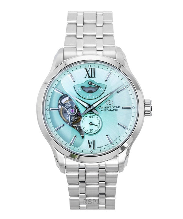 Montre homme Orient Star Contemporary édition limitée, boîtier ouvert vert menthe, automatique, RE-AV0B11E, 100 m