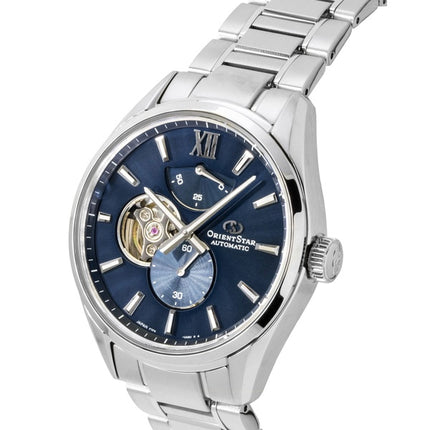 Montre homme Orient Star Contemporary M34 F7 en acier inoxydable, cadran bleu, automatique, référence RE-BY0010L