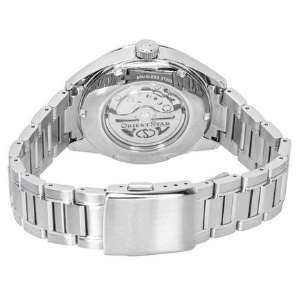 Montre homme Orient Star Contemporary M34 F7 en acier inoxydable, cadran bleu, automatique, référence RE-BY0010L