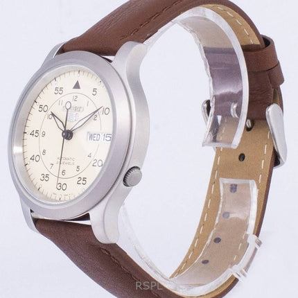 Montre automatique Seiko 5 Military pour homme, bracelet en cuir marron, SNK803K2-var-SS5, remise à neuf