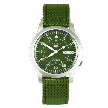 Montre automatique Seiko 5 pour homme, cadran vert militaire, SNK805K2, remise à neuf