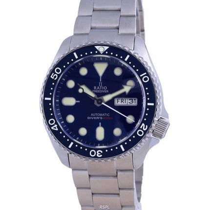 Ratio FreeDiver Cadran Bleu Acier Inoxydable Automatique RTA102 200M Montre Homme