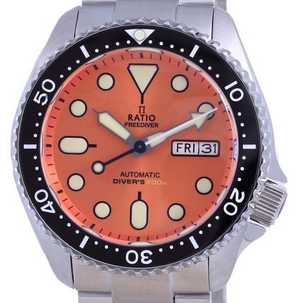 Ratio FreeDiver Orange Cadran Acier Inoxydable Automatique RTA114 200M Montre Homme
