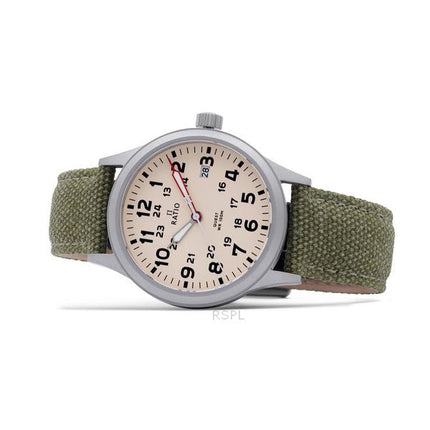 Montre de terrain Ratio Quest pour homme, reconditionnée, bracelet en toile et saphir, mouvement à quartz RTQ019, édition Lewis et Clark, étanche à 100 m