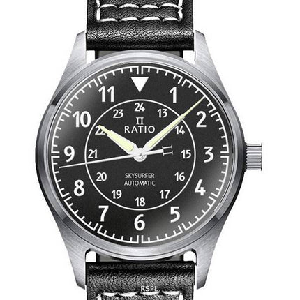 Ratio Skysurfer Pilot Noir Texturé Cadran Cuir Automatique RTS310 200M Montre Homme