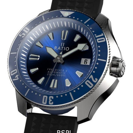 Ratio FreeDiver X Ocean Blue avec incrustation en céramique bleue automatique RTX003 200M montre pour homme