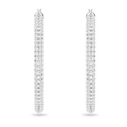 Boucles d&#39,oreilles créoles Swarovski Dextera en cristaux transparents mélangés et plaquées rhodium 5389432 pour femmes