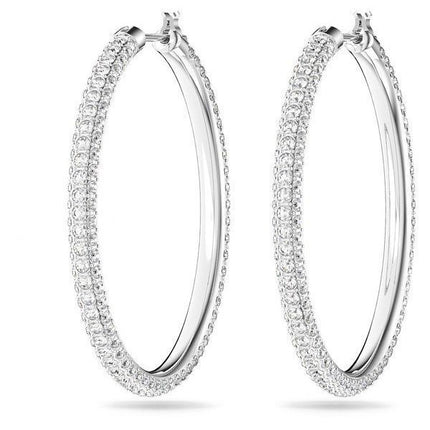 Boucles d&#39,oreilles créoles Swarovski Dextera en cristaux transparents mélangés et plaquées rhodium 5389432 pour femmes