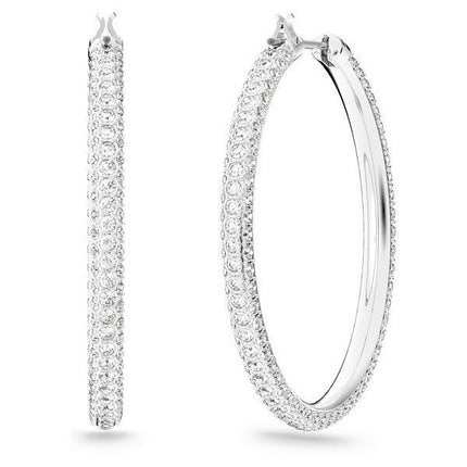 Boucles d&#39,oreilles créoles Swarovski Dextera en cristaux transparents mélangés et plaquées rhodium 5389432 pour femmes