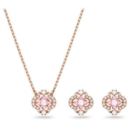 Ensemble collier et boucles d&#39,oreilles Swarovski Una plaqué or rose et zircone 5516488 pour femme