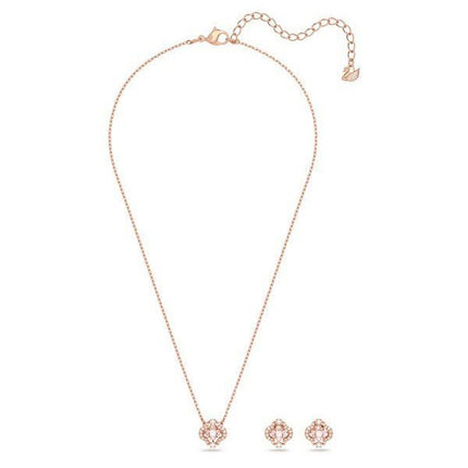 Ensemble collier et boucles d&#39,oreilles Swarovski Una plaqué or rose et zircone 5516488 pour femme