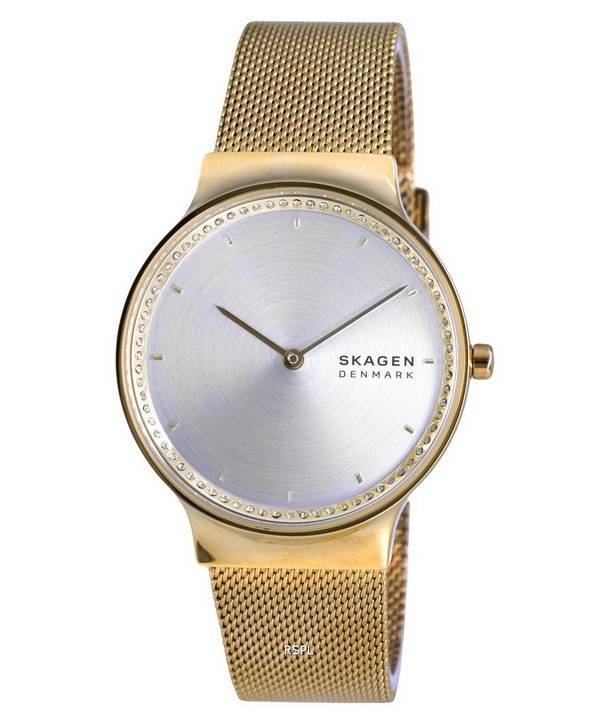 Skagen Freja Gold Tone Acier Inoxydable Mesh Quartz SKW1148 Avec Coffret Cadeau Montre Femme