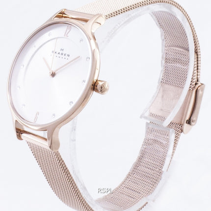 Skagen Anita Cadran Argent Crystal Rose or Tone Montre Mesh Bracelet SKW2151 femmes