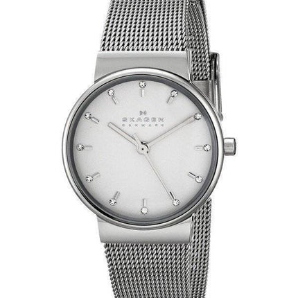 Skagen Ancher cadran argenté Cristal inoxydable Montre en acier de maille Bracelet SKW2195 femmes