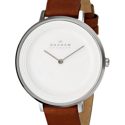 Skagen Ditte cadran argenté en cuir brun SKW2214 Women Watch