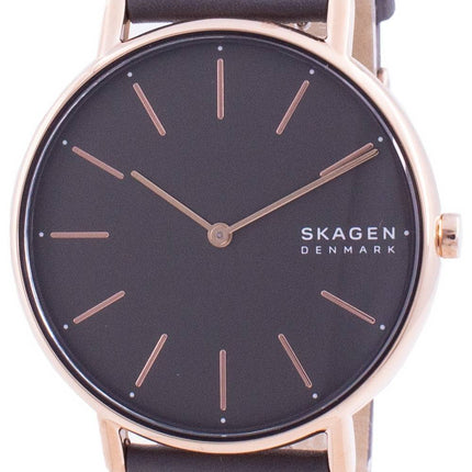 Montre Skagen Signatur Cadran Gris Bracelet en Cuir Charbon Quartz SKW2794 Femme