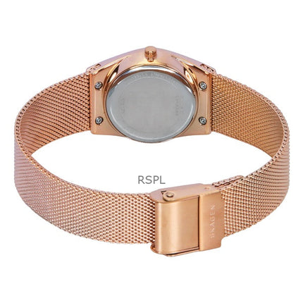 Montre Skagen Grenen Lille en acier inoxydable doré rose avec cadran blanc et fonction solaire SKW3078 pour femme