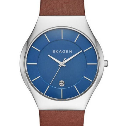 Skagen Grenen Quartz cadran bleu cuir sangle SKW6160 montre homme