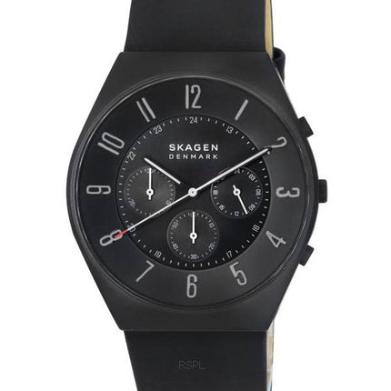 Skagen Grenen chronographe minuit bracelet en cuir cadran noir Quartz SKW6843 montre homme fr