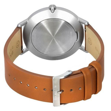 Montre pour homme Skagen Kuppel avec bracelet en cuir marron et cadran bleu SKW6888