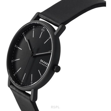 Montre pour homme Skagen Signatur avec bracelet en cuir et cadran noir SKW6902