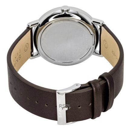 Montre homme Skagen Signature à bracelet en cuir, multifonction, cadran gris, quartz SKW6941