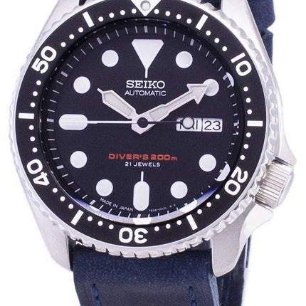 200M Japon Seiko automatique SKX007J1-LS13 Diver fait en cuir bleu bracelet montre homme