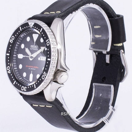 200M Japon Seiko automatique SKX007J1-LS14 Diver fait en cuir noir bracelet montre homme
