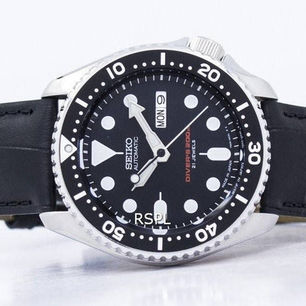 Watch Ratio en cuir noir SKX007J1-LS6 200M hommes Seiko automatique montre de plongée