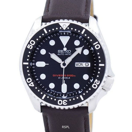 Watch Ratio en cuir marron foncé SKX007J1-LS11 200M hommes Seiko automatique montre de plongée