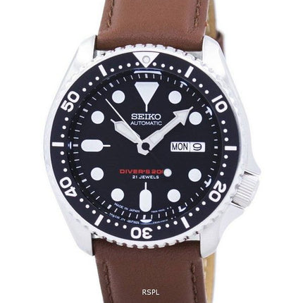 Watch Ratio en cuir brun SKX007J1-LS12 200M hommes Seiko automatique montre de plongée