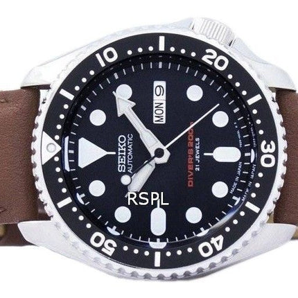 Watch Ratio en cuir brun SKX007J1-LS12 200M hommes Seiko automatique montre de plongée