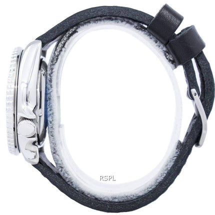 Watch Ratio en cuir noir SKX007J1-LS8 200M hommes Seiko automatique montre de plongée