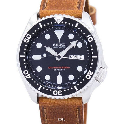 Watch Ratio en cuir brun SKX007J1-LS9 200M hommes Seiko automatique montre de plongée